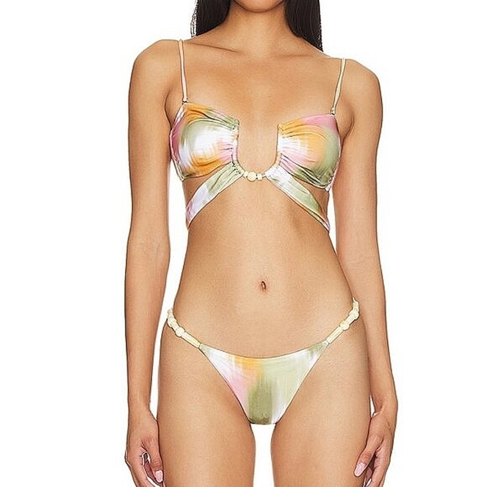 NWT Vix Women Green Duala Zene duala tie side Bikini Swimsuit Bottoms Sz Medium - Picture 6 of 10